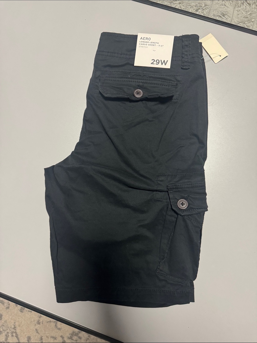 Aeropostale Black Men's Cargo Shorts with Buttoned Pockets